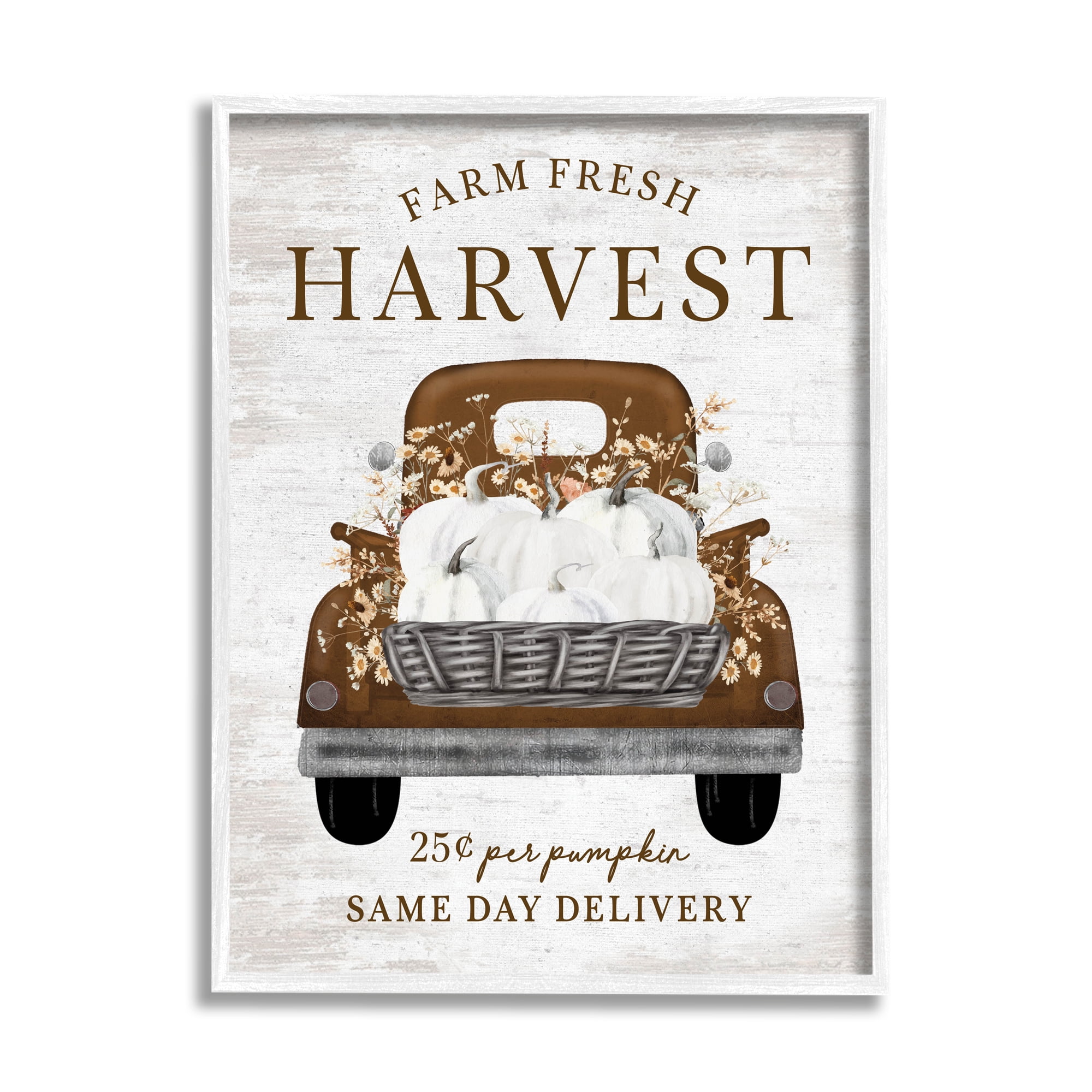 Stupell Industries Farm Pumpkin Harvest Holiday Painting White Framed Art Print Wall Art, 11 x 14