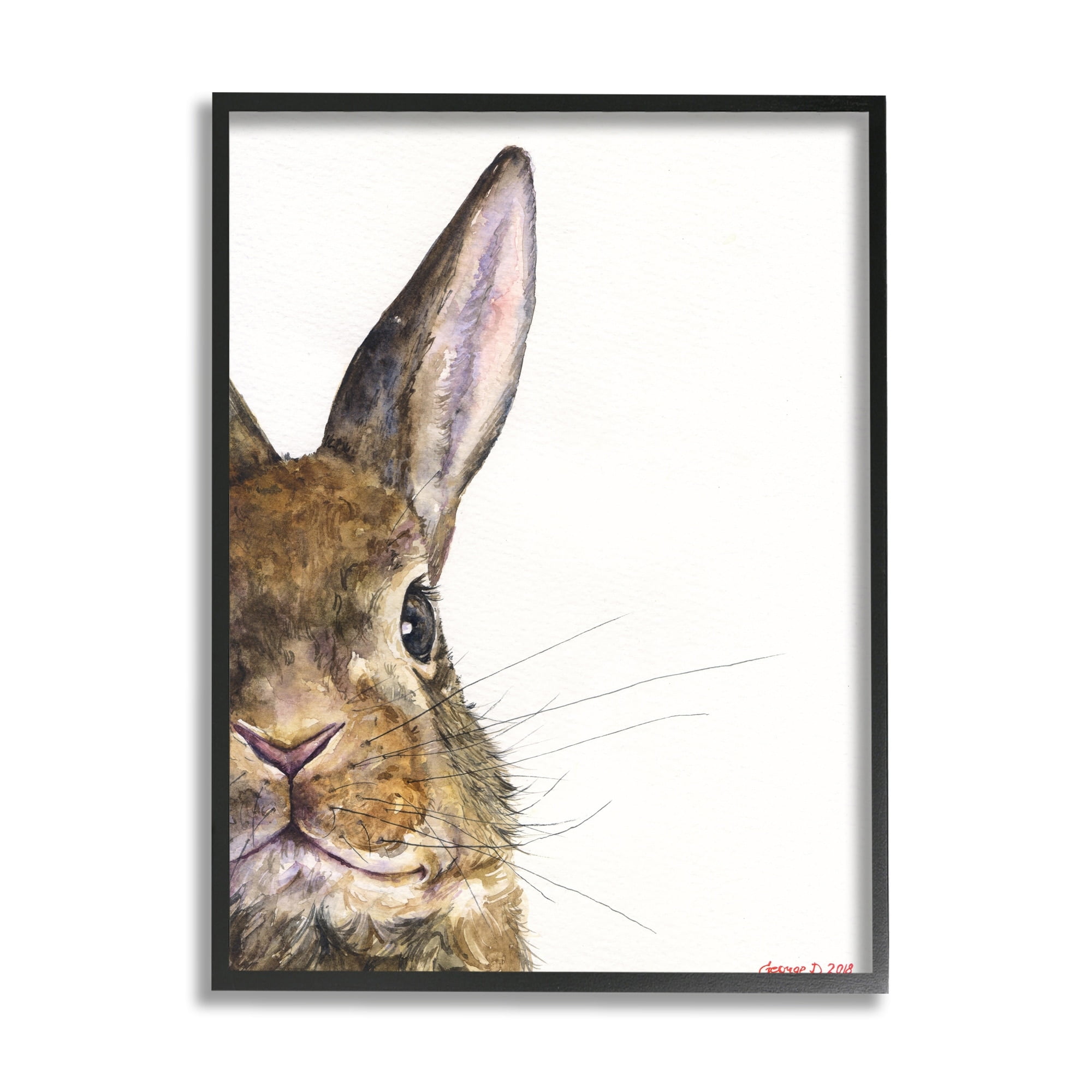 Stupell Industries Farm Rabbit Gaze Adorable Whiskered Animal Black Framed, 11 x 14, Design by George Dyachenko