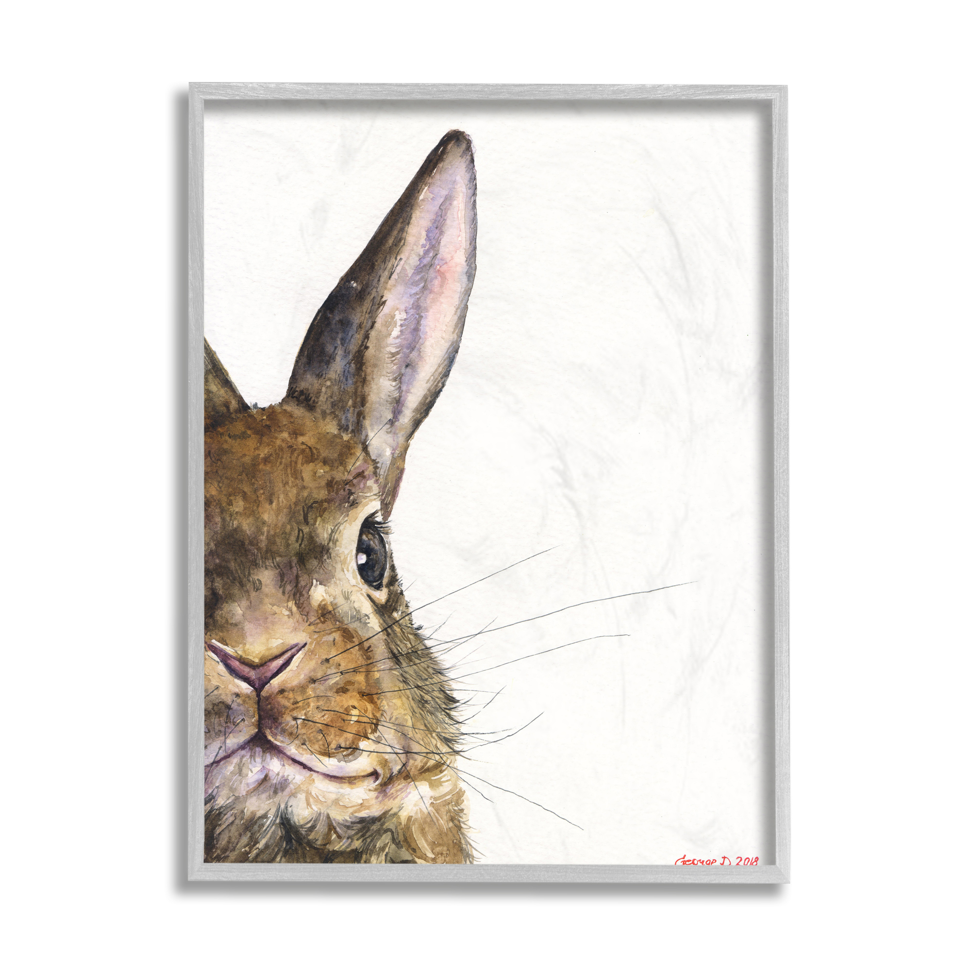 Stupell Industries Farm Rabbit Gaze Adorable Whiskered Animal Grey Framed, 16 x 20, Design by George Dyachenko