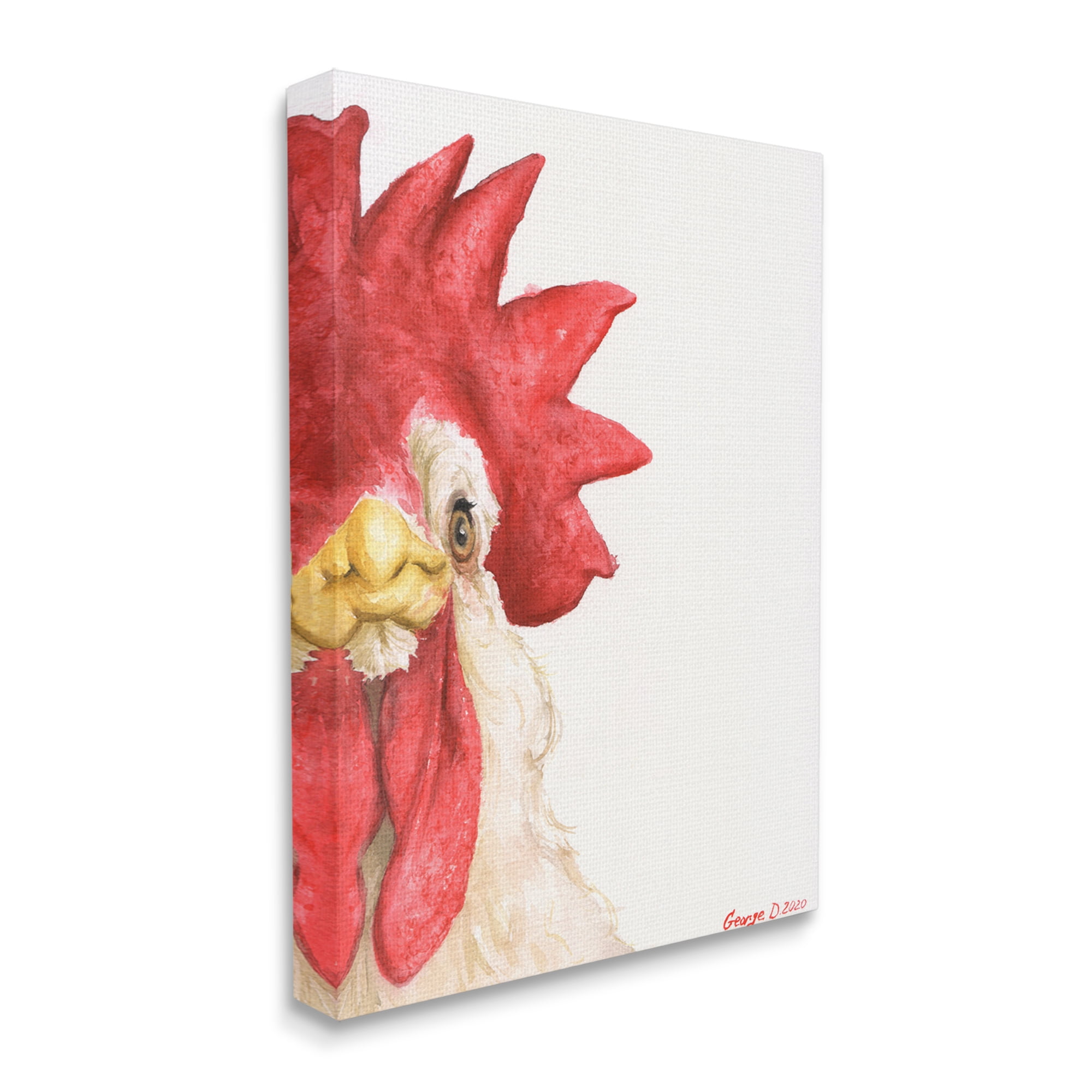 Stupell Industries Farm Rooster Close Up Portrait Big Red Bird Canvas Wall Art, 36 x 48, Design by George Dyachenko