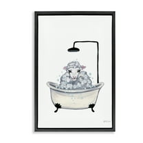 Stupell Industries Farm Sheep Bathtub Typography Painting Black Floater Framed Canvas Art Print Wall Art, 17 x 25