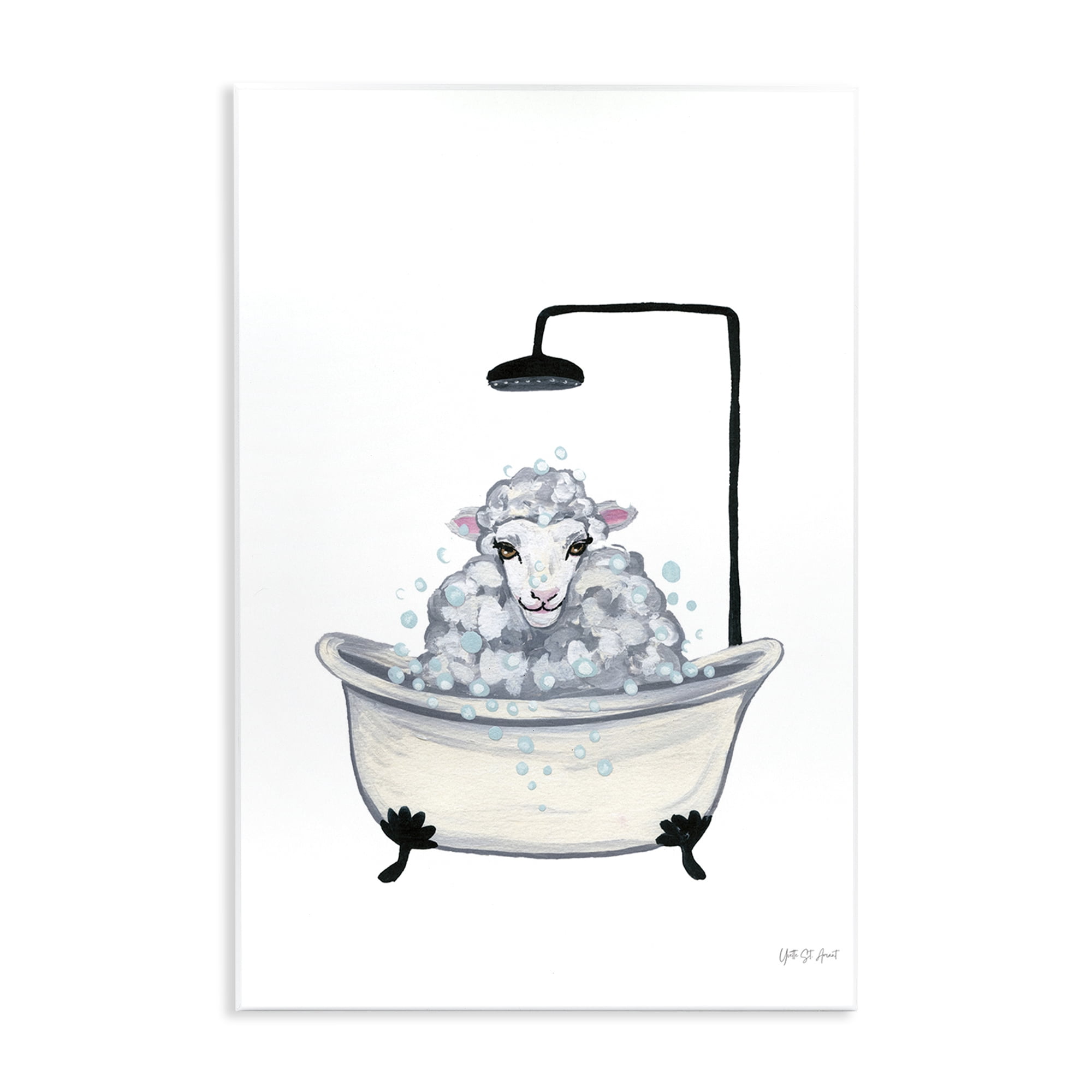 Stupell Industries Farm Sheep Bathtub Typography Painting Unframed Art Print Wall Art, 10 x 15