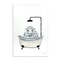Stupell Industries Farm Sheep Bathtub Typography Painting Unframed Art Print Wall Art, 10 x 15