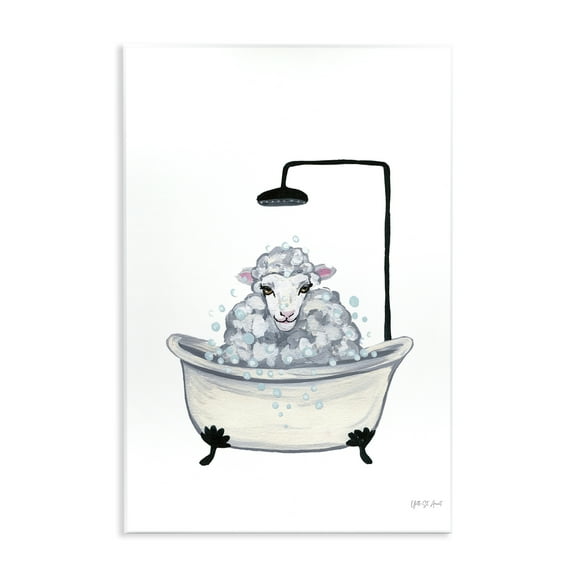 Stupell Industries Farm Sheep Bathtub Typography Painting Unframed Art Print Wall Art, 10 x 15