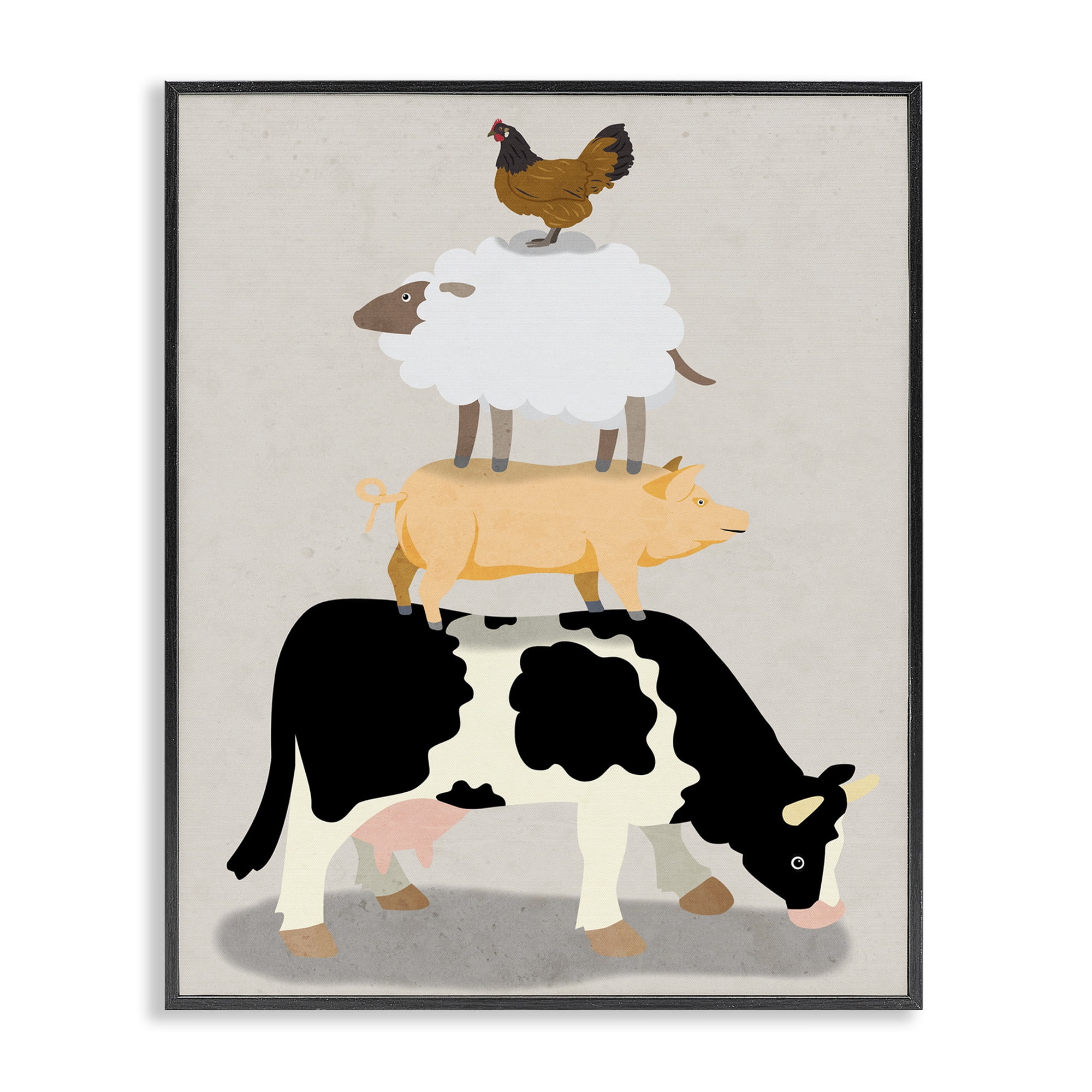 Stupell Industries Farm Stack over Beige Black Framed Giclee Art, design by Marcus Prime