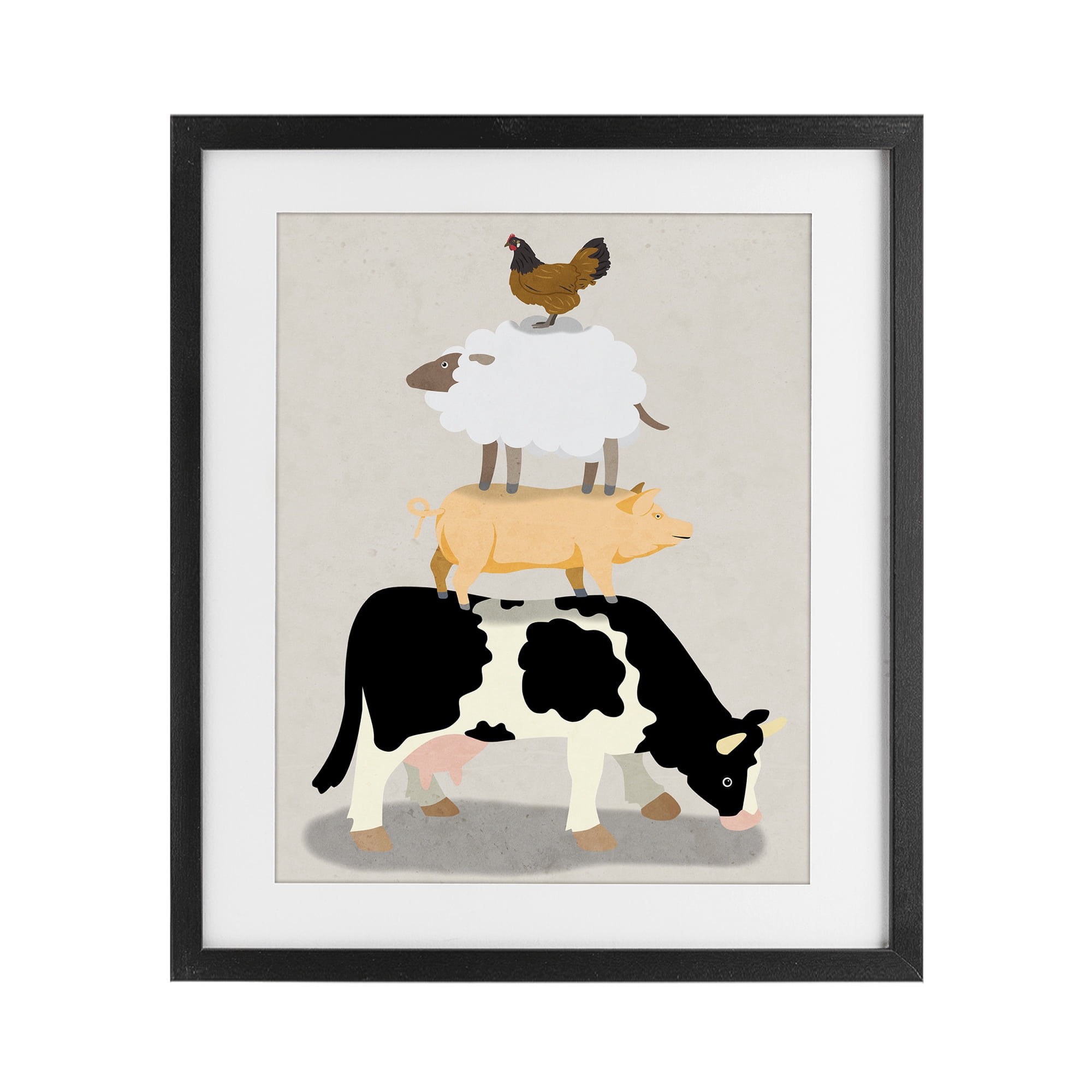 Stupell Industries Farm Stack over Beige Black Framed Print Under Glass, design by Marcus Prime