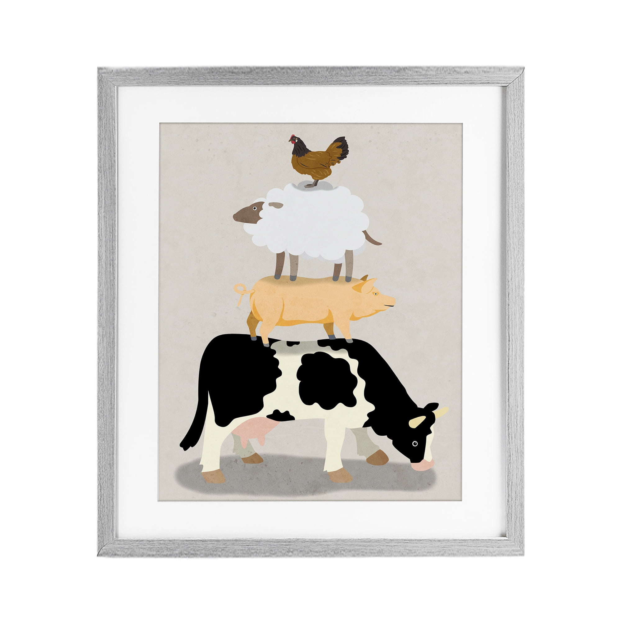 Stupell Industries Farm Stack over Beige Gray Framed Print Under Glass, design by Marcus Prime