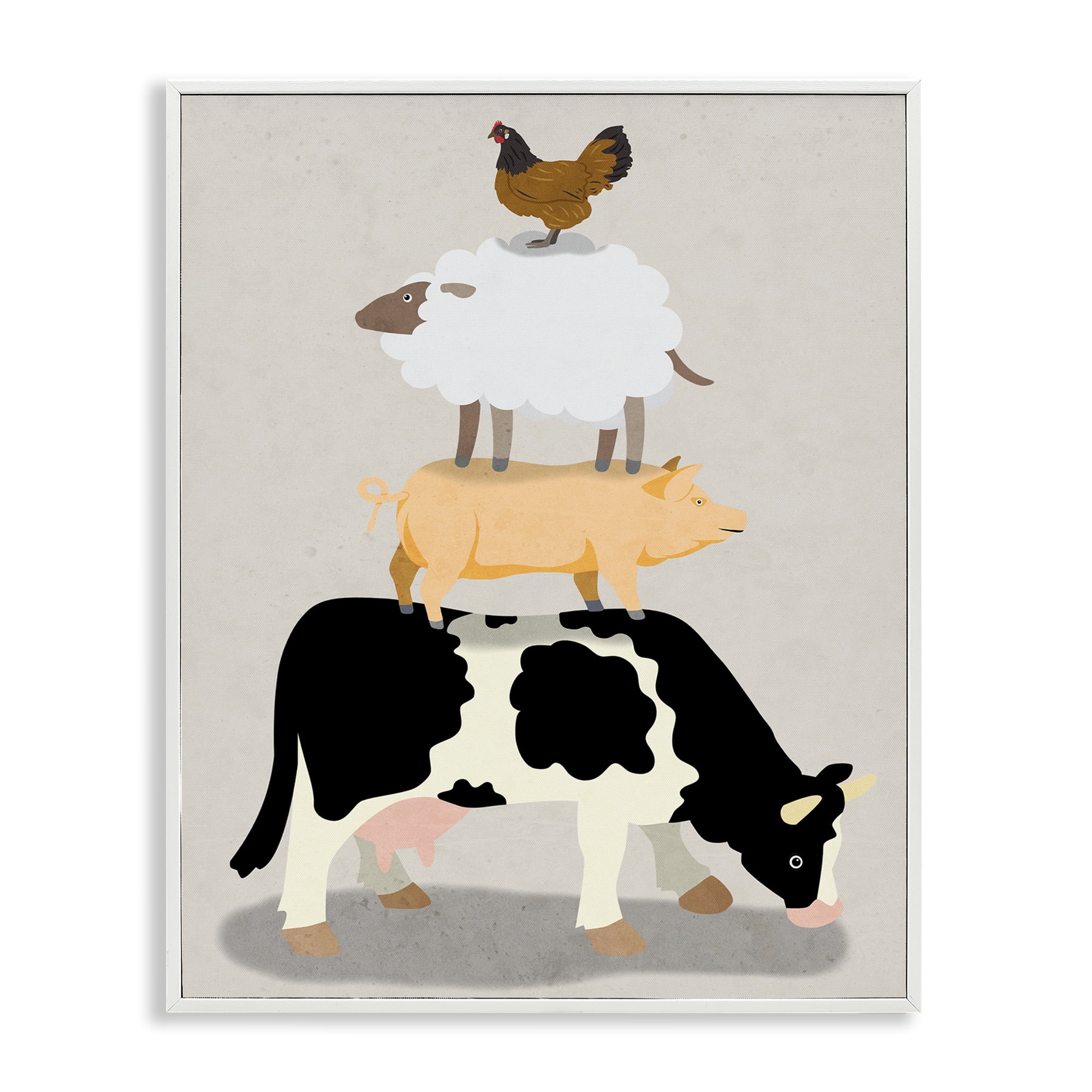 Stupell Industries Farm Stack over Beige White Framed Giclee Art, design by Marcus Prime