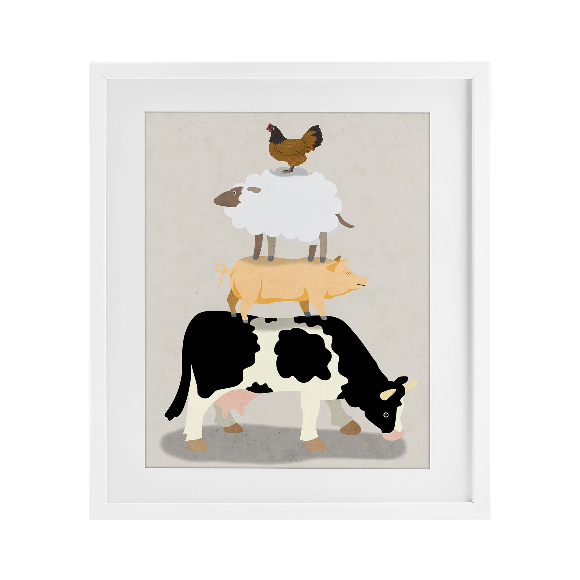 Stupell Industries Farm Stack over Beige White Framed Print Under Glass, design by Marcus Prime