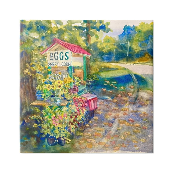 Stupell Industries Farm Stand Painting Nature Painting Gallery Wrapped Canvas Print Wall Art, 17 x 17