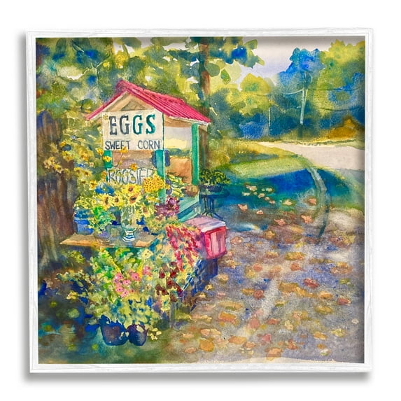 Stupell Industries Farm Stand Painting Nature Painting White Framed Art Print Wall Art, 24 x 24
