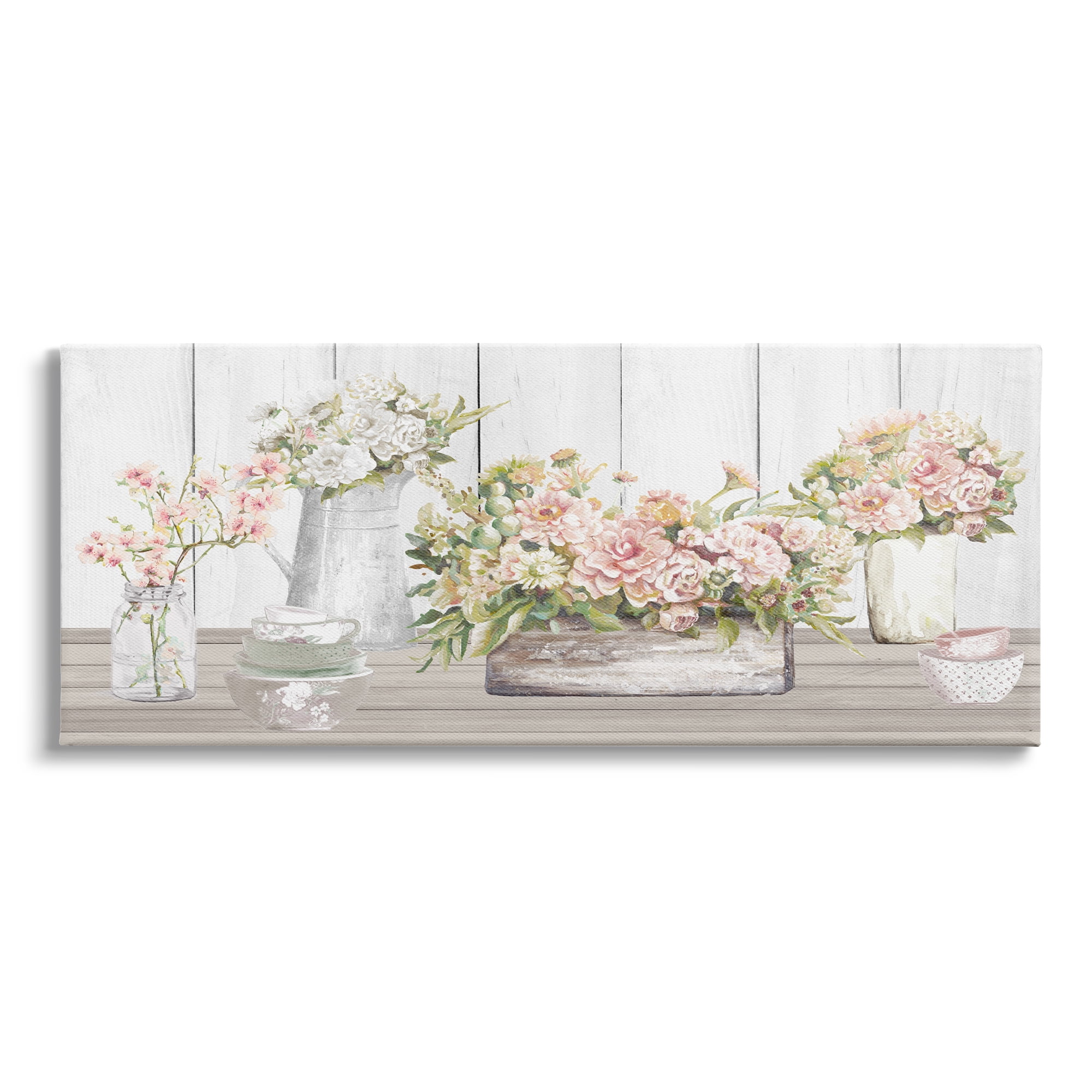 Stupell Industries Farm Table Bouquet Still Life Lush Pink Florals, 24 x 10, Design by Patricia Pinto