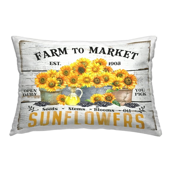 Stupell Industries Farm To Market Sunflowers Decorative Printed Throw Pillow Design by Creatif Belle.