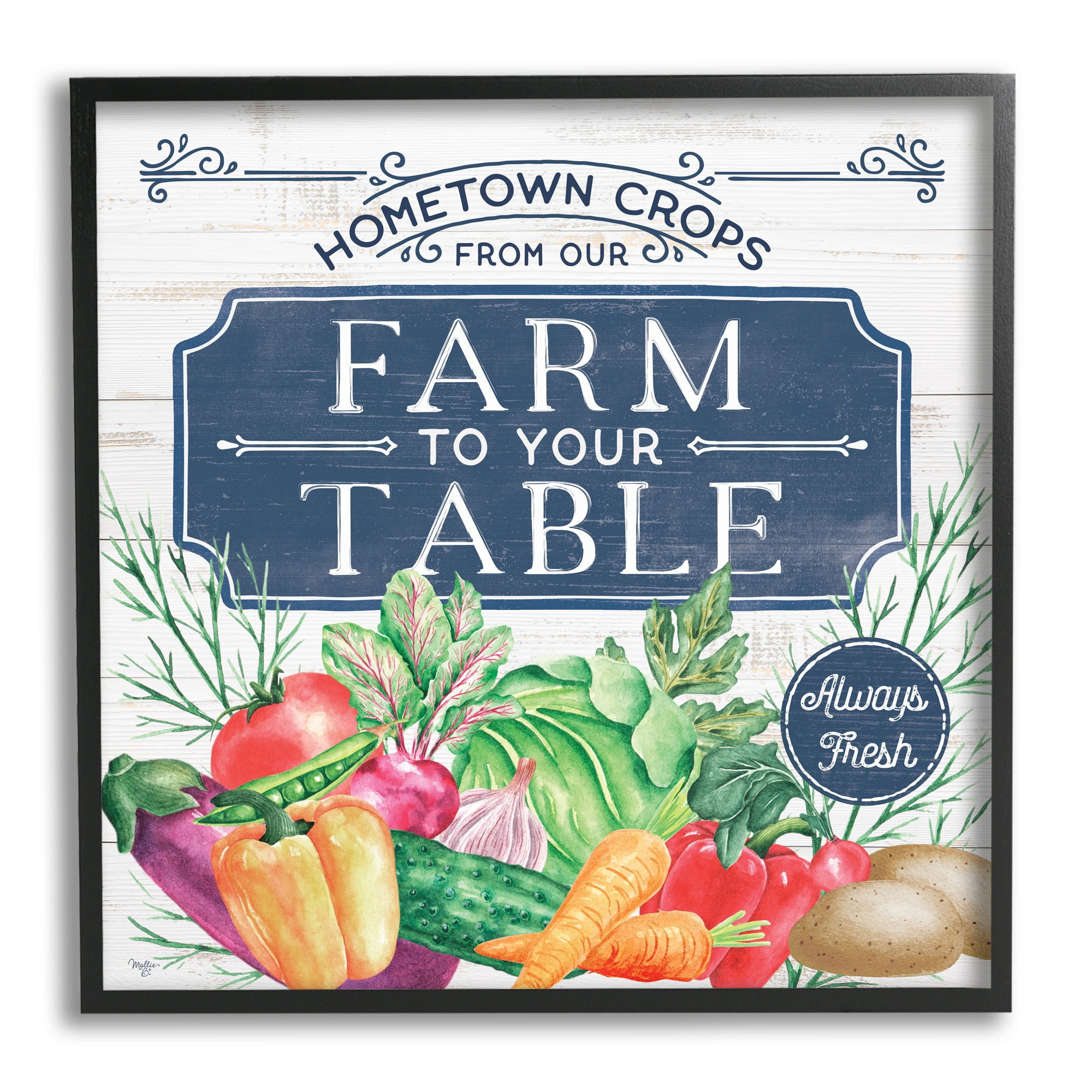 Stupell Industries Farm To Table Crops Food & Beverage Painting Black Framed Art Print Wall Art, 12 x 12