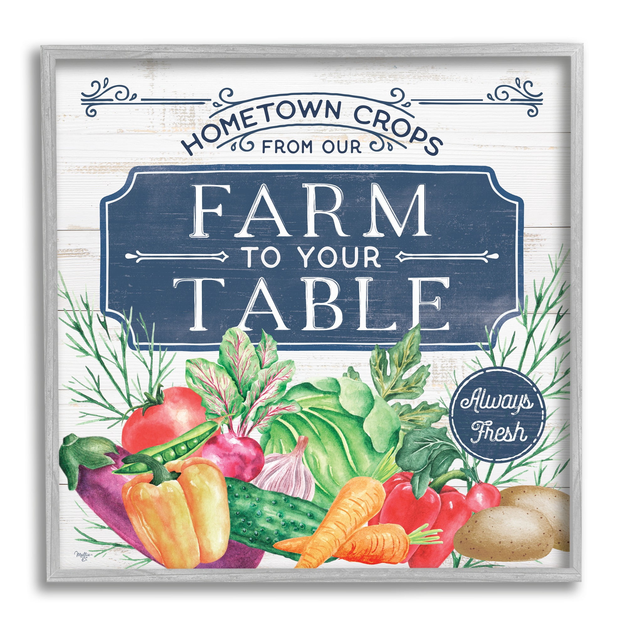 Stupell Industries Farm To Table Crops Food & Beverage Painting Gray Framed Art Print Wall Art, 17 x 17