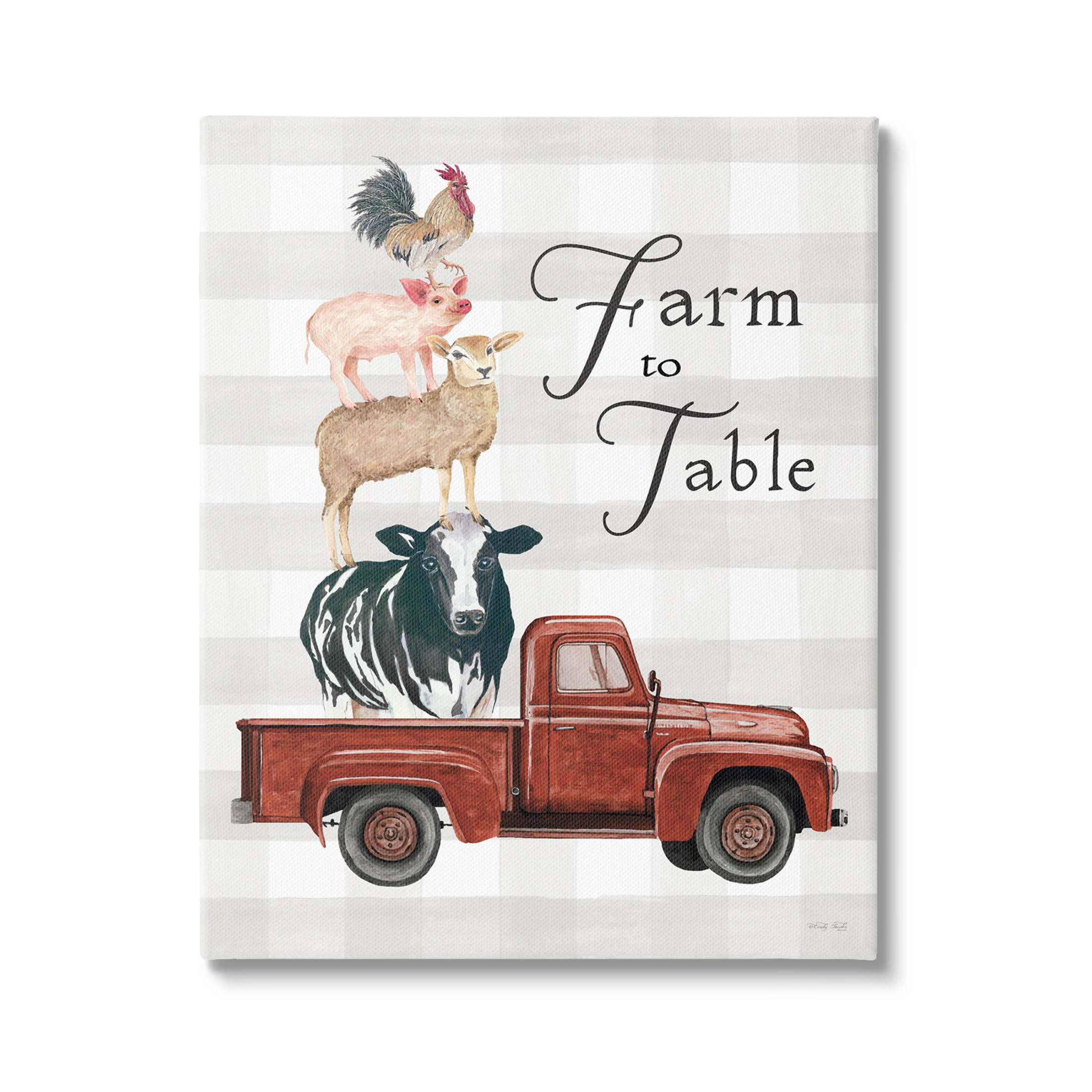 Stupell Industries Farm To Table Stacked Animals Graphic Art Gallery Wrapped Canvas Print Wall Art, Design by Cindy Jacobs