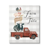 Stupell Industries Farm To Table Stacked Animals Graphic Art Gallery Wrapped Canvas Print Wall Art, Design by Cindy Jacobs