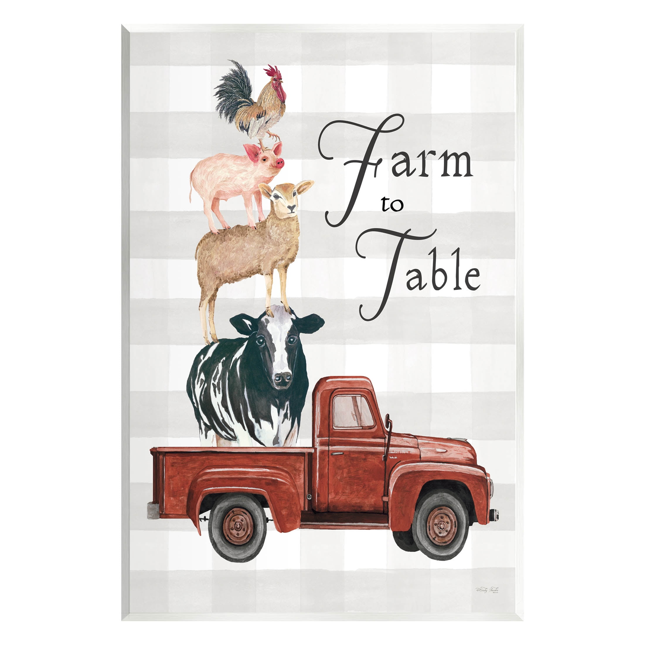 Stupell Industries Farm To Table Stacked Animals Graphic Art Unframed Art Print Wall Art, Design by Cindy Jacobs