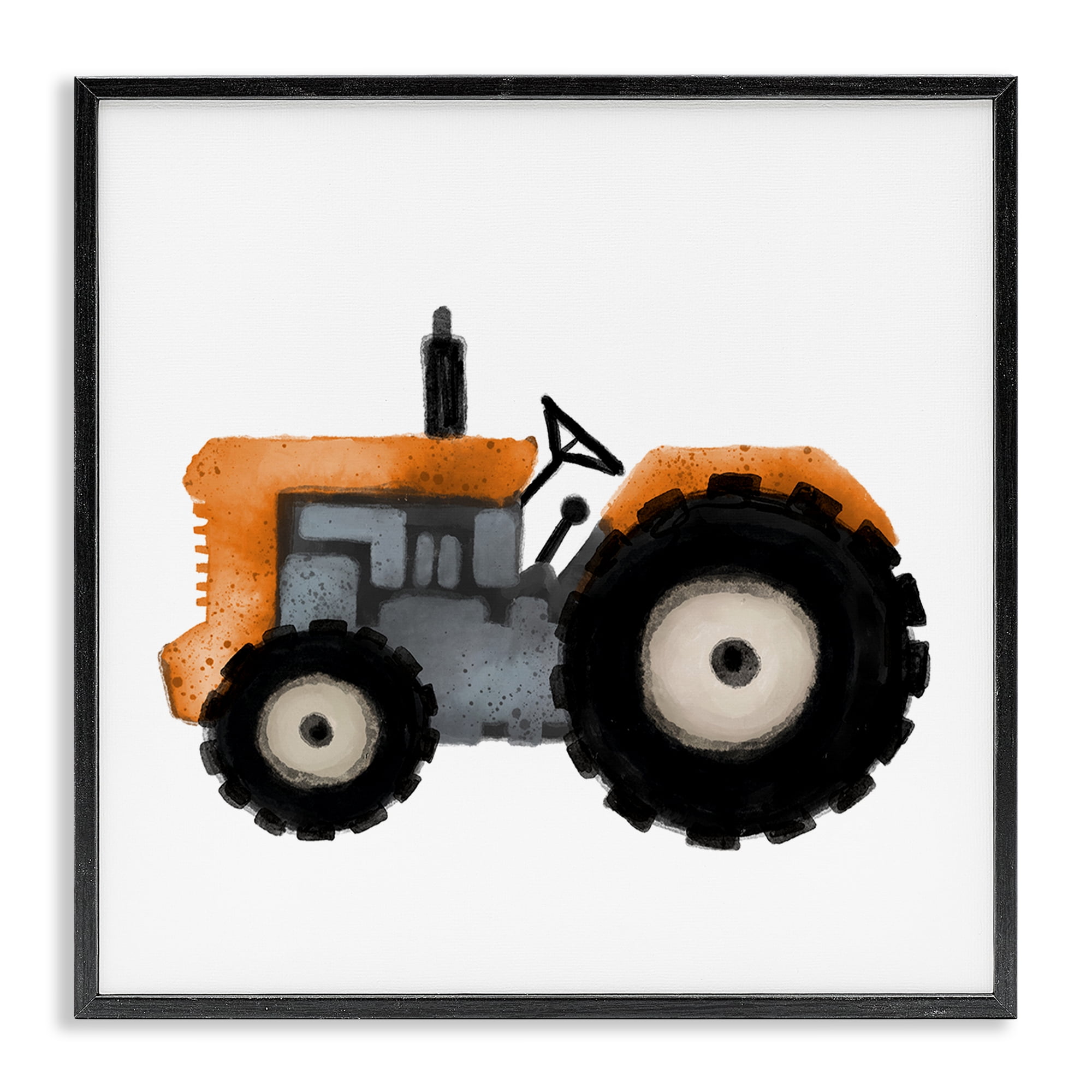 Stupell Industries Farm Tractor Vehicle Transportation Painting Black Framed Art Print Wall Art, 17 x 17