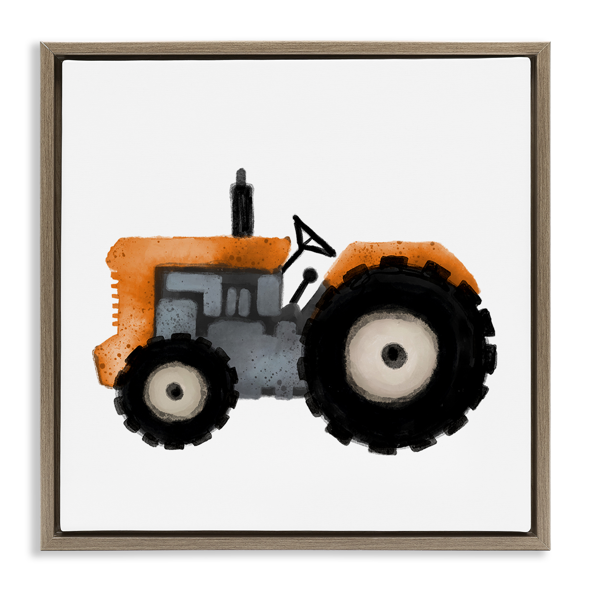 Stupell Industries Farm Tractor Vehicle Transportation Painting Brown Floater Framed Canvas Art Print Wall Art, 25 x 25