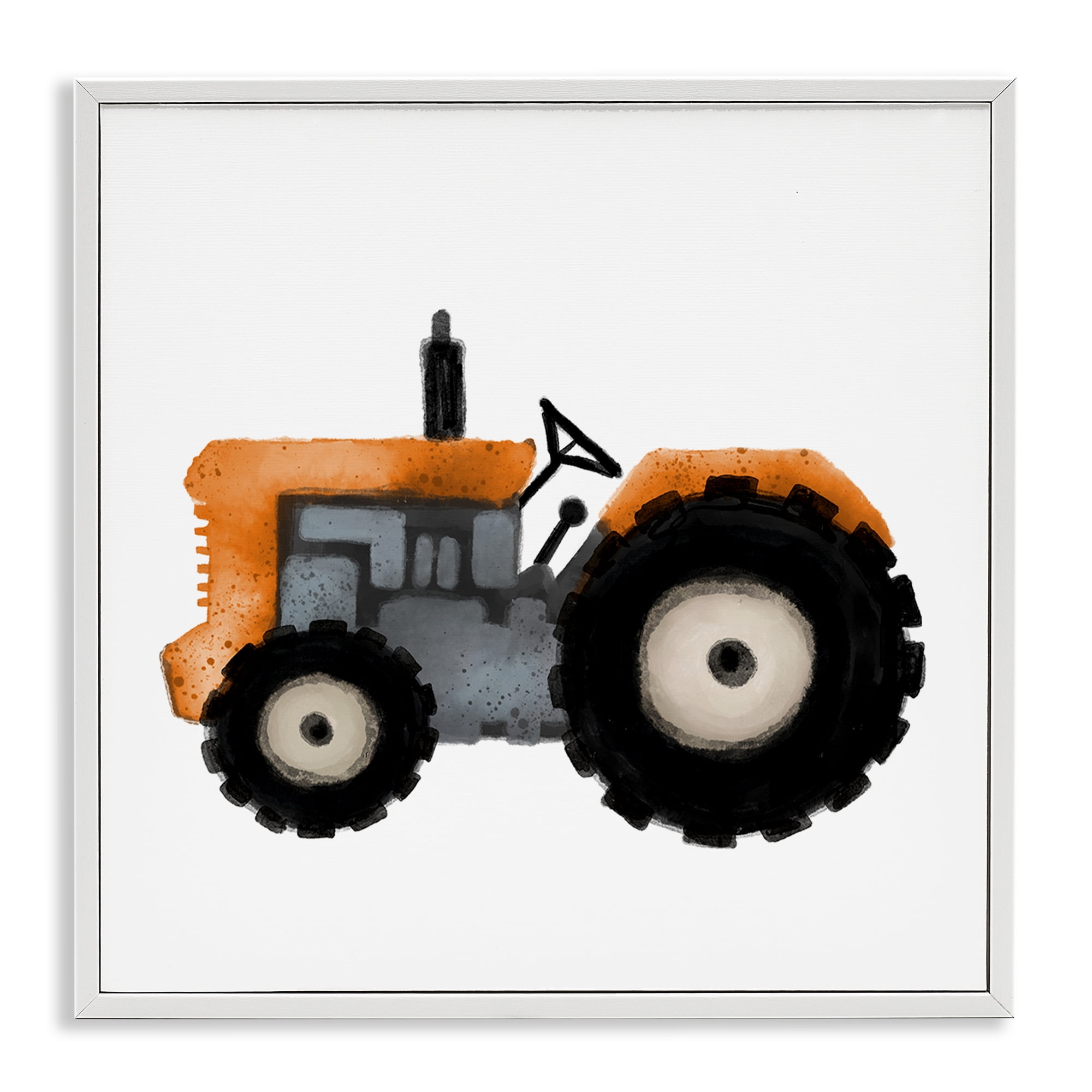 Stupell Industries Farm Tractor Vehicle Transportation Painting White Framed Art Print Wall Art, 24 x 24