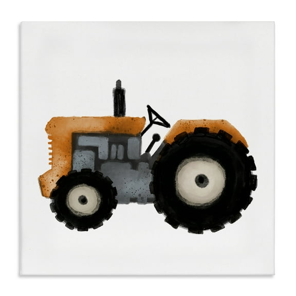 Stupell Industries Farm Tractor Vehicle Transportation Painting Wrapped Canvas Art Print Wall Art, 17 x 17