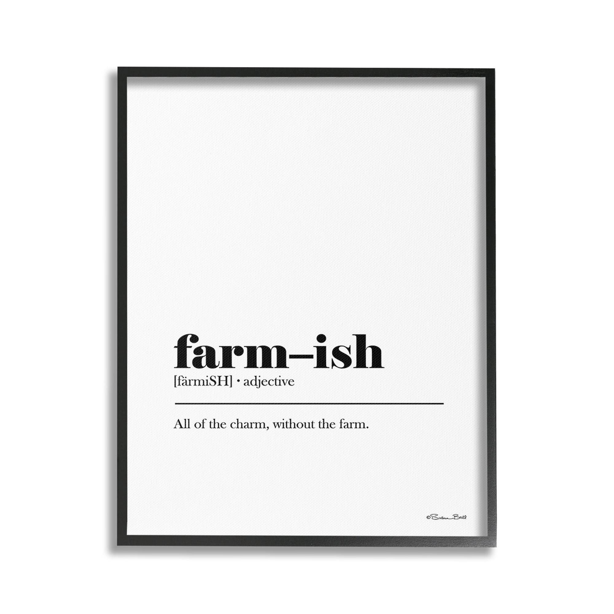 Stupell Industries Farm-ish Funny Definition Typography Painting Black Framed Art Print Wall Art, 16 x 20