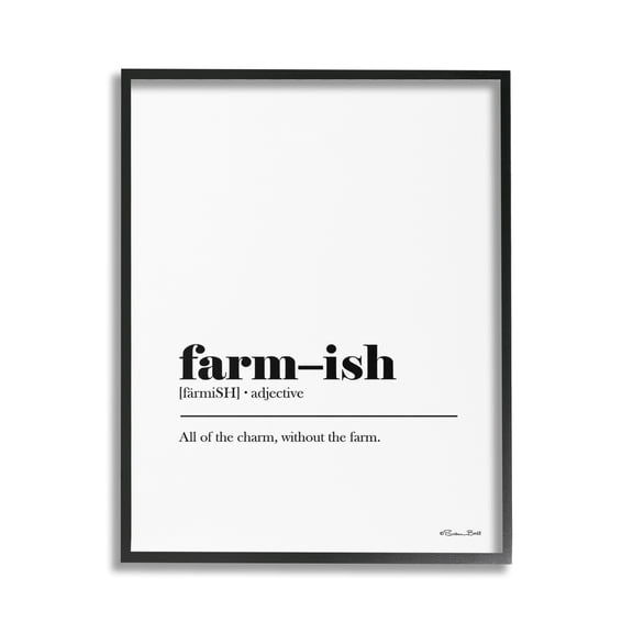 Stupell Industries Farm-ish Funny Definition Typography Painting Black Framed Art Print Wall Art, 24 x 30