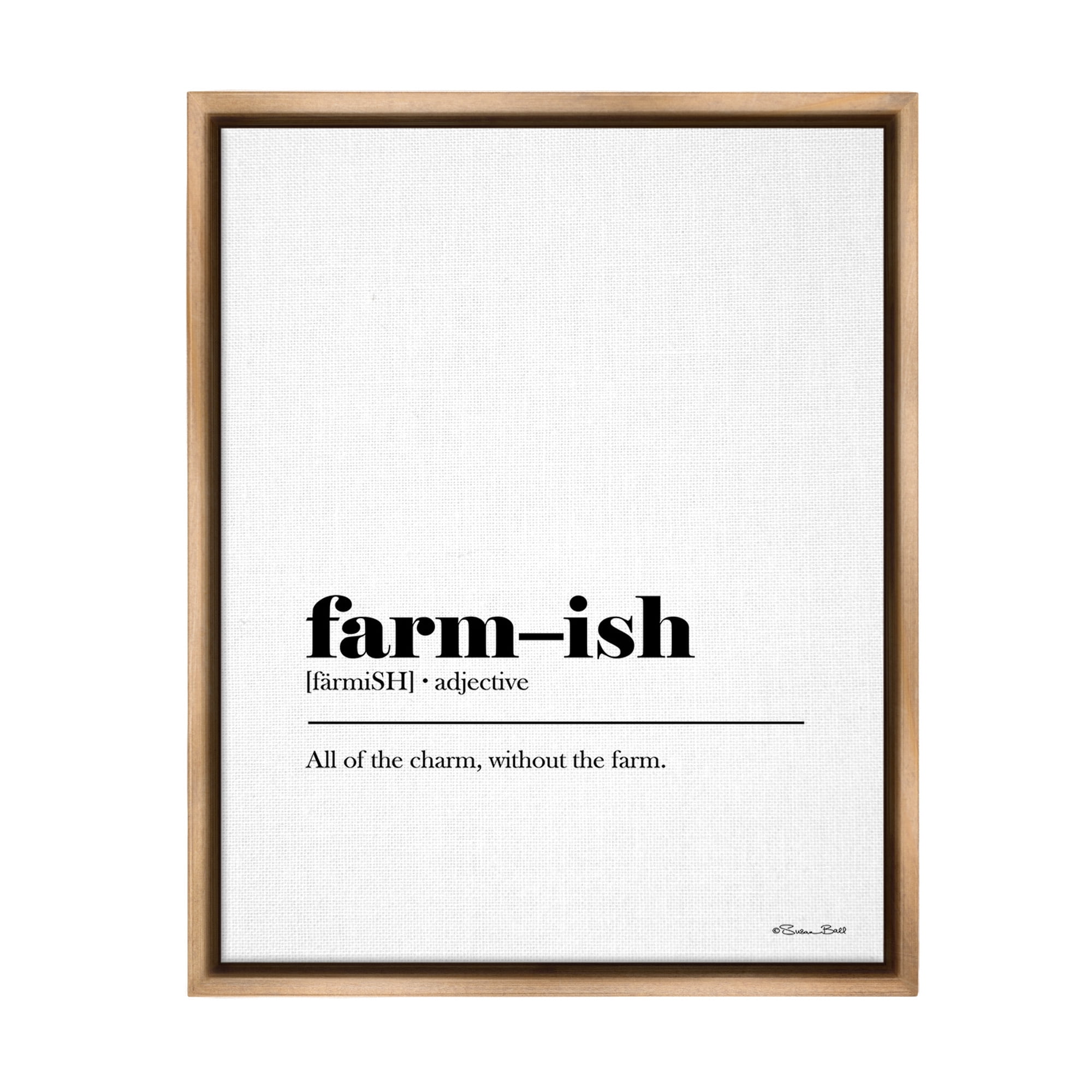 Stupell Industries Farm-ish Funny Definition Typography Painting Brown Floater Framed Canvas Art Print Wall Art, 25 x 31