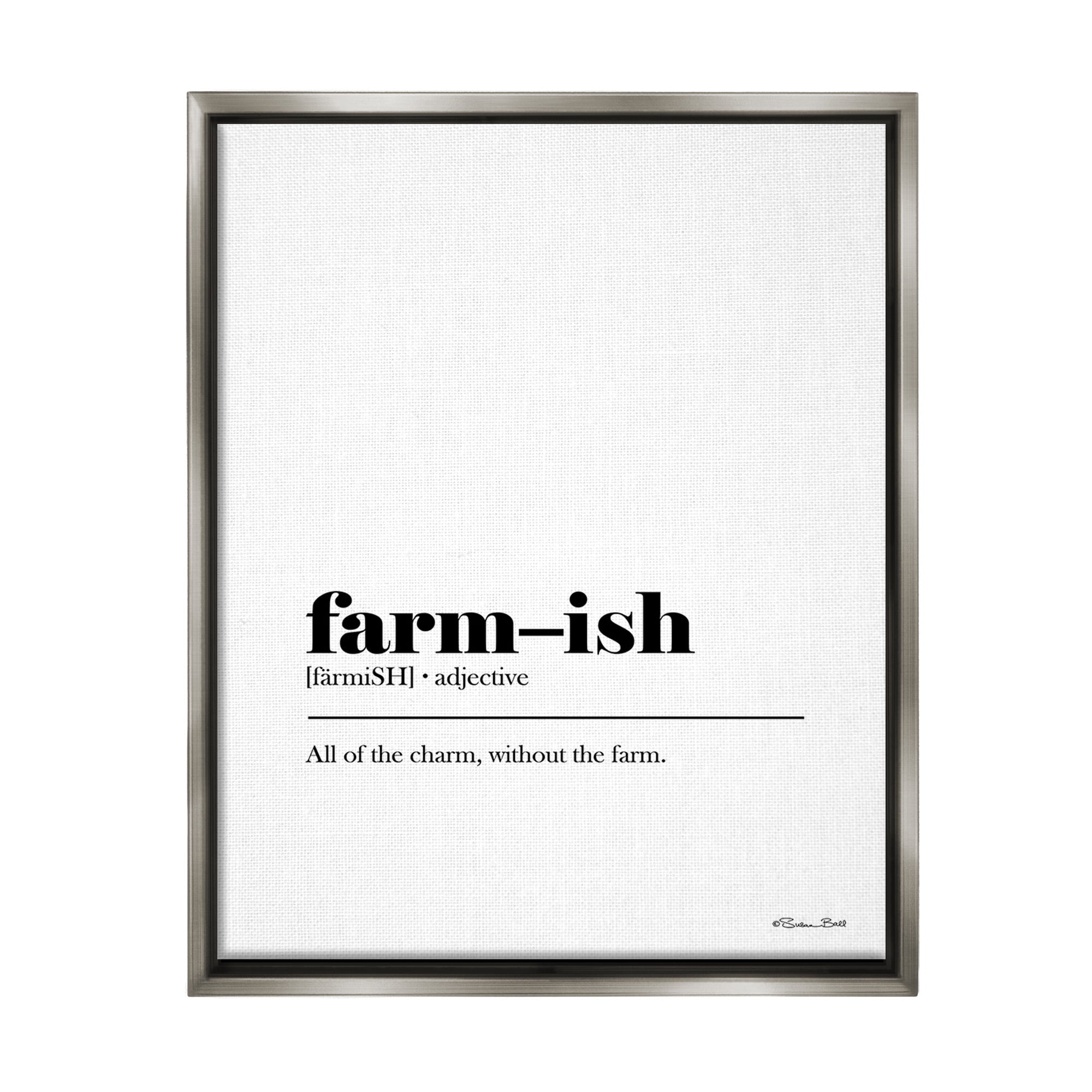 Stupell Industries Farm-ish Funny Definition Typography Painting Gray Floater Framed Canvas Art Print Wall Art, 17 x 21