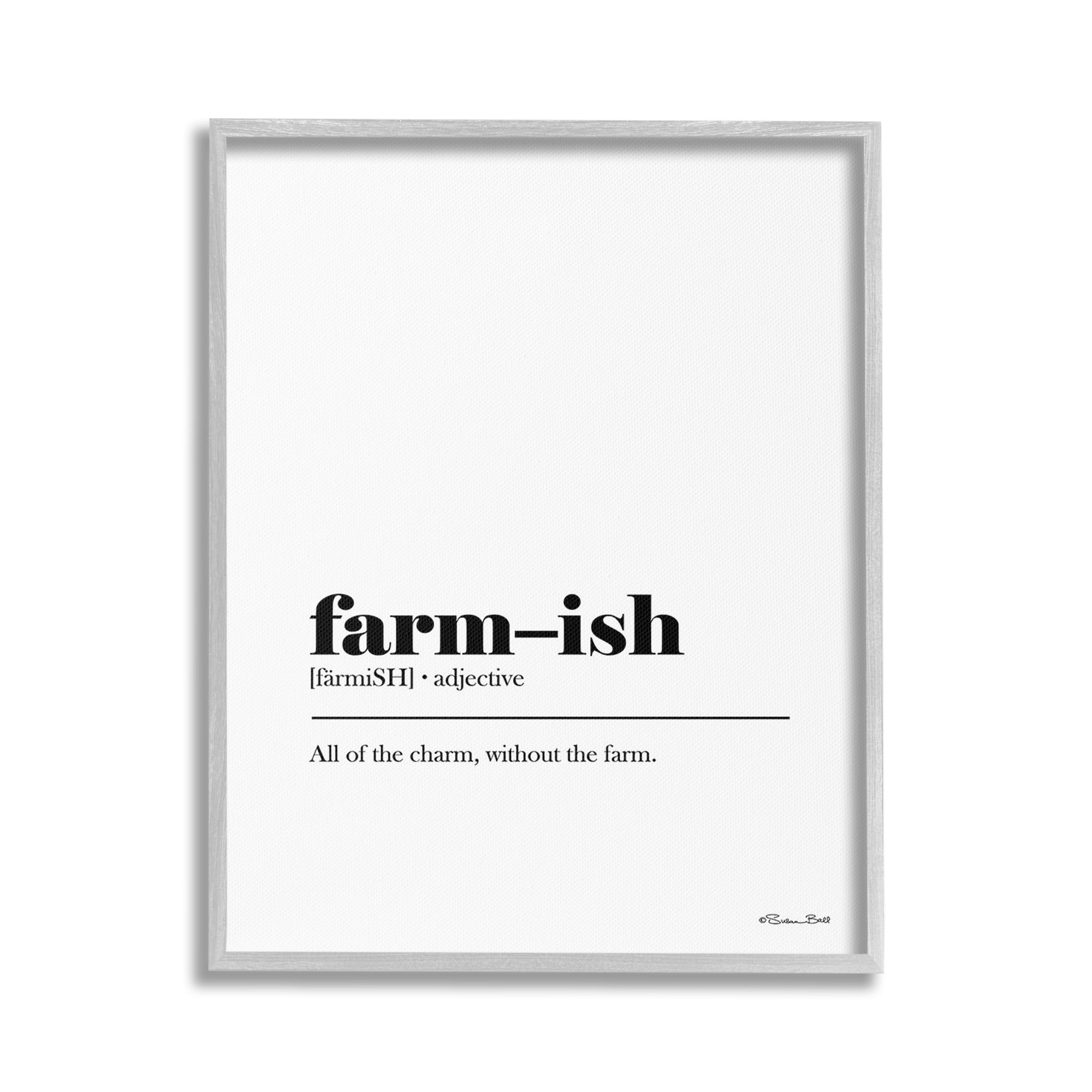 Stupell Industries Farm-ish Funny Definition Typography Painting Gray Framed Art Print Wall Art, 16 x 20