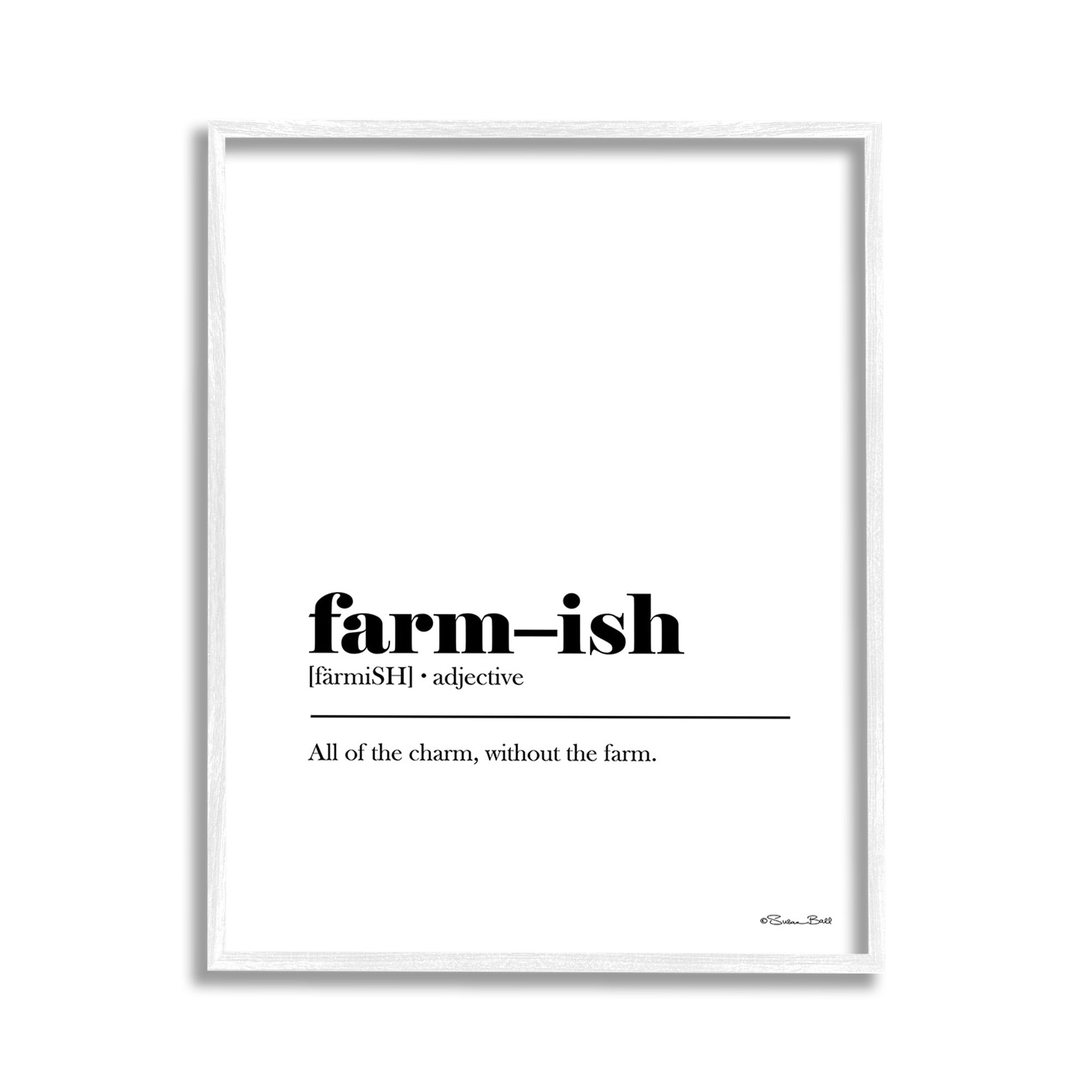 Stupell Industries Farm-ish Funny Definition Typography Painting White Framed Art Print Wall Art, 11 x 14