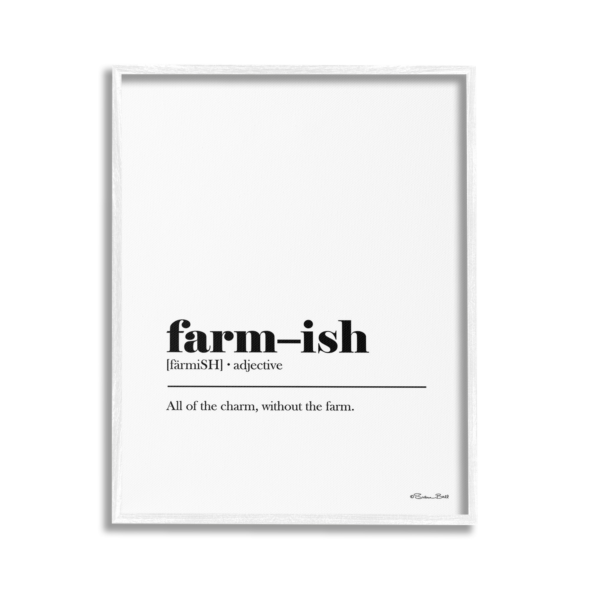 Stupell Industries Farm-ish Funny Definition Typography Painting White Framed Art Print Wall Art, 24 x 30