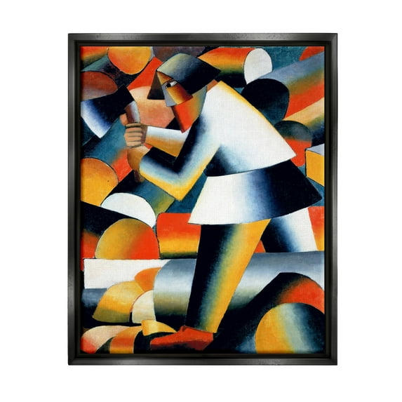 Stupell Industries Farmer Kazimir Melevih Classic Abstract Painting Painting Jet Black Floating Framed Canvas Print Wall Art, Design by one1000paintings