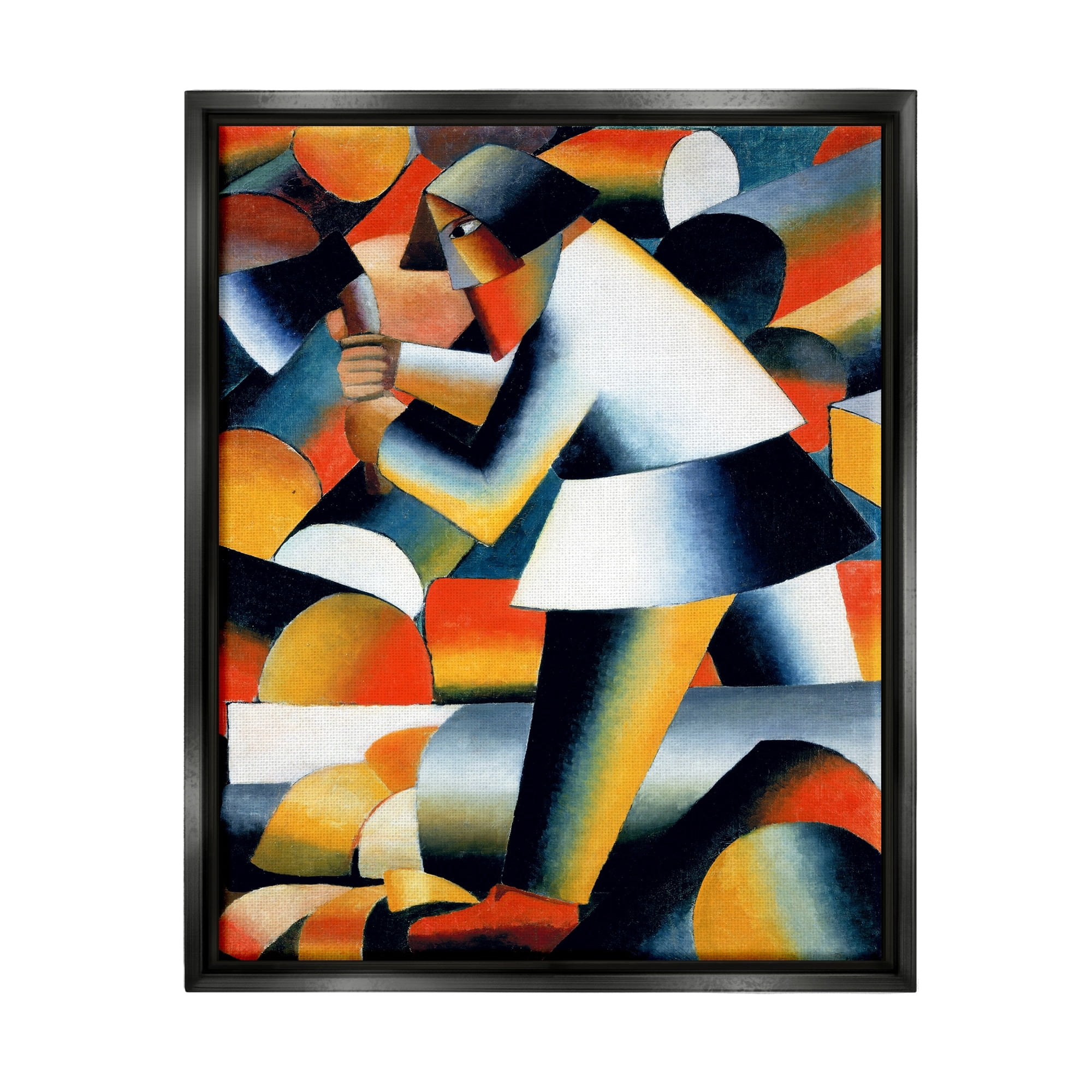 Stupell Industries Farmer Kazimir Melevih Classic Abstract Painting Painting Jet Black Floating Framed Canvas Print Wall Art, Design by one1000paintings