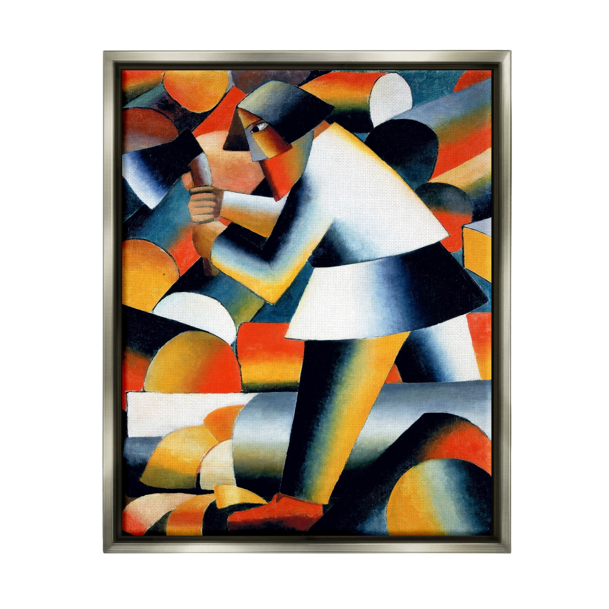 Stupell Industries Farmer Kazimir Melevih Classic Abstract Painting Painting Luster Gray Floating Framed Canvas Print Wall Art, Design by one1000paintings