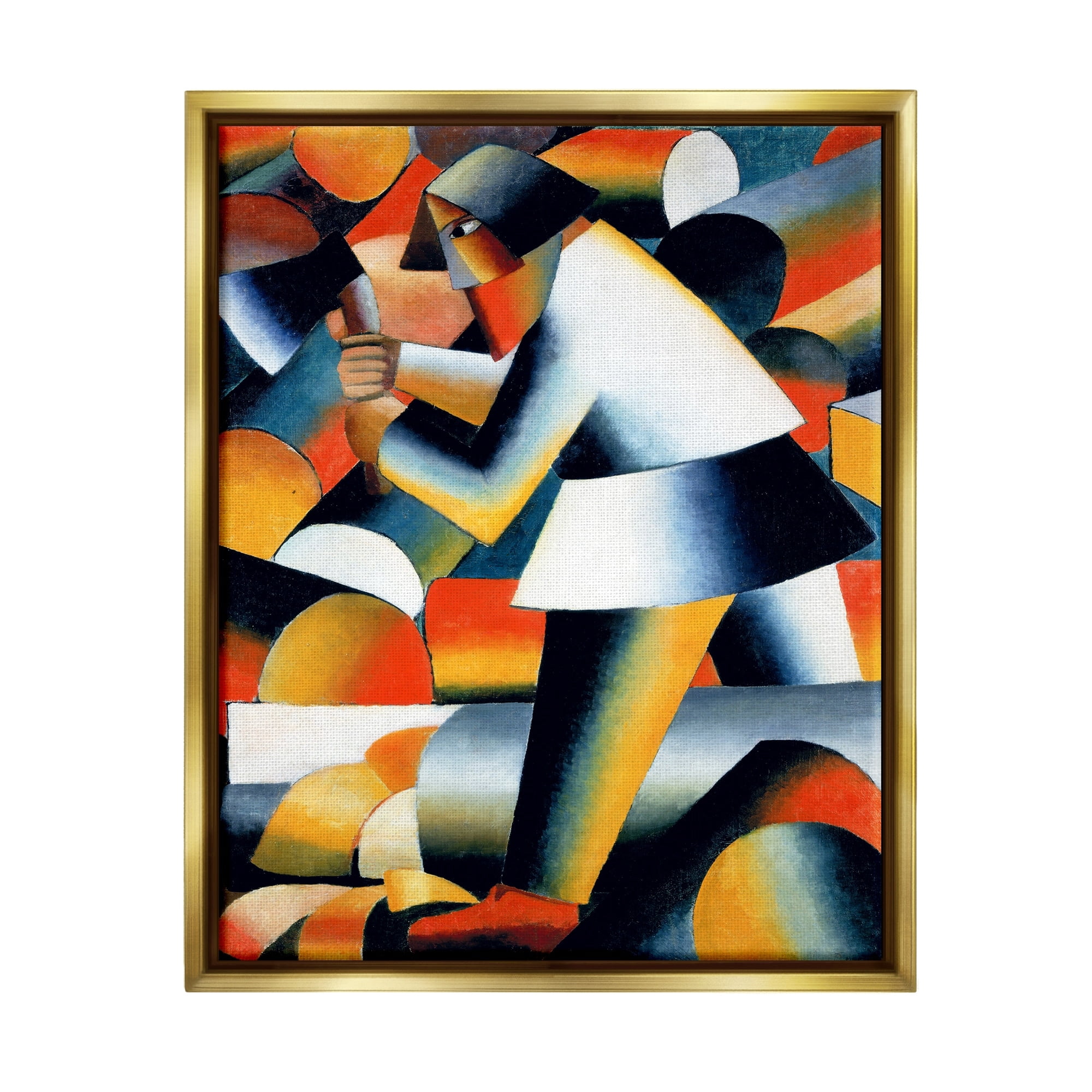Stupell Industries Farmer Kazimir Melevih Classic Abstract Painting Painting Metallic Gold Floating Framed Canvas Print Wall Art, Design by one1000paintings