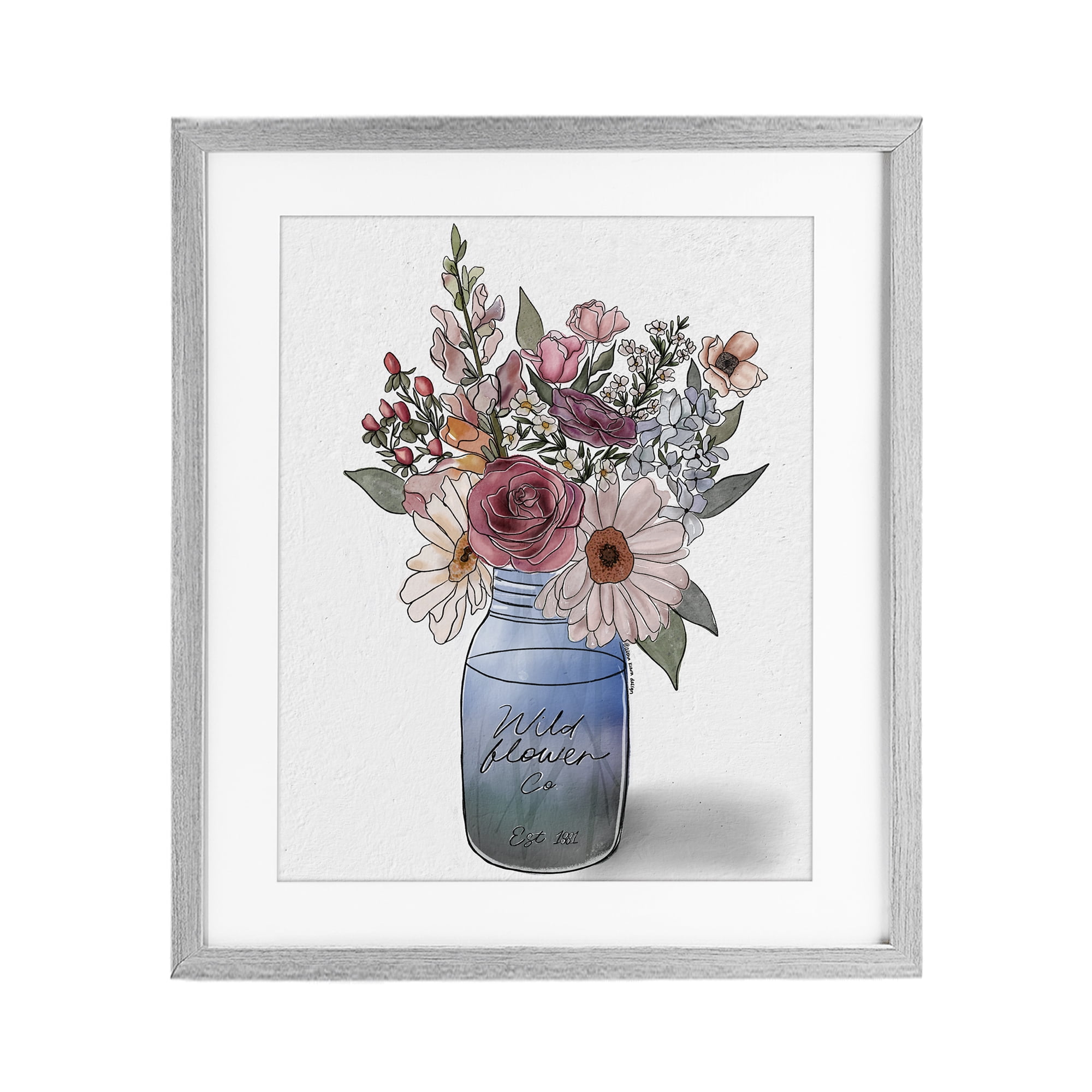 Stupell Industries Farmer's Market Florals Gray Framed Print Under Glass, design by Alisha Kiara Design