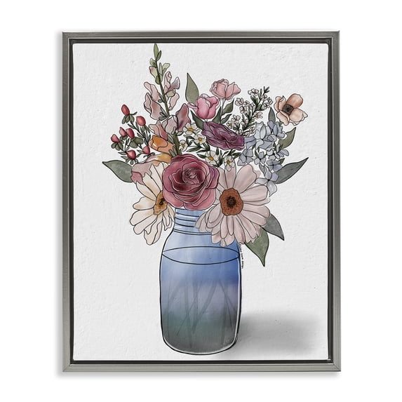Stupell Industries Farmhouse Farmer's Market Vase Gray Floating Frame Canvas Art, 25 x 31, by Alisha Kiara Design
