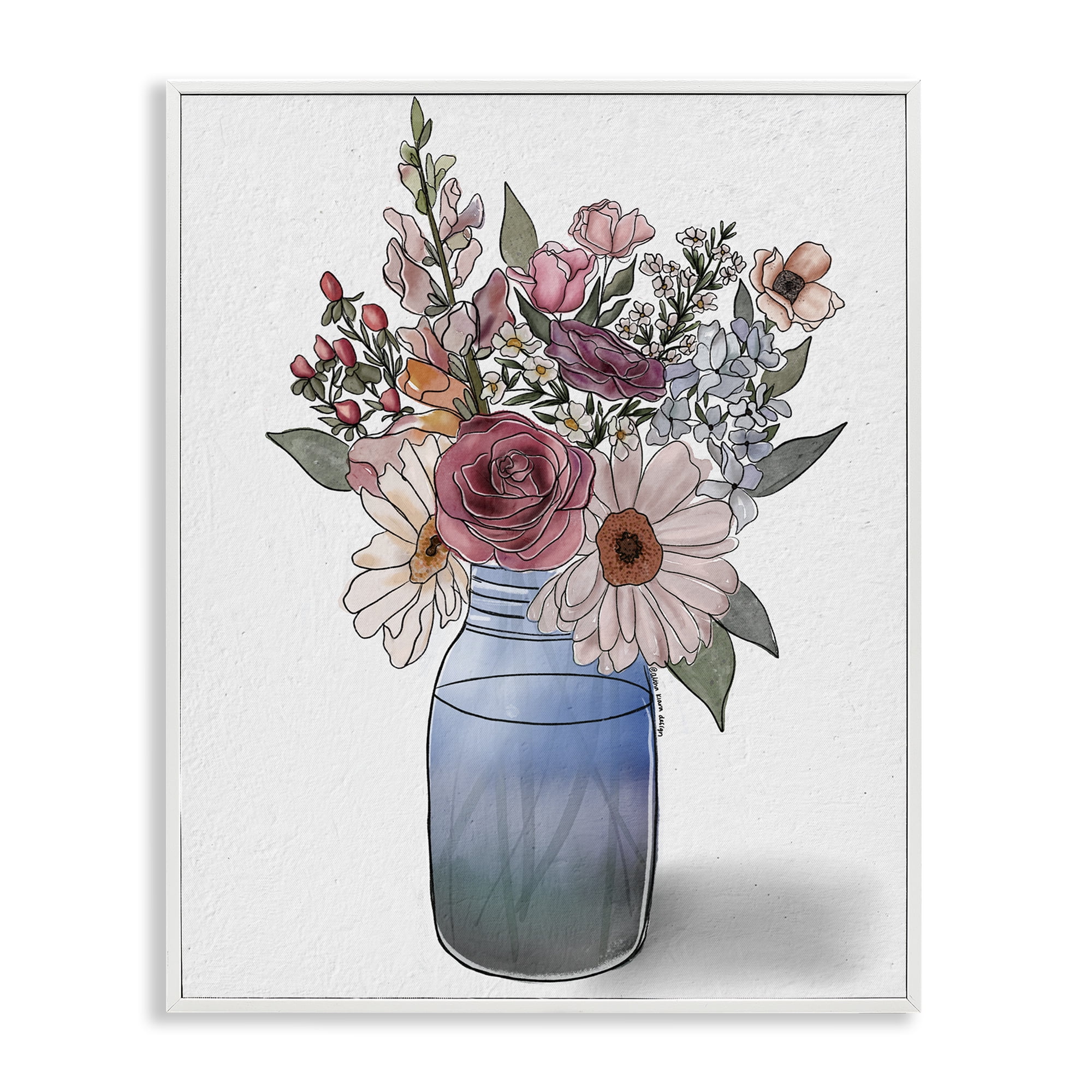 Stupell Industries Farmer's Market Vase White Framed Giclee Art, design by Alisha Kiara Design