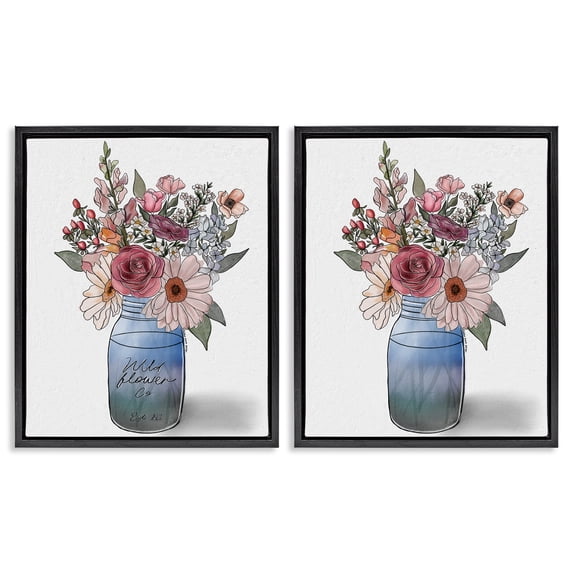 Stupell Industries French Country Farmer's Market Vases Black 2pc Floating Frame Art Set, 17 x 21 each, by Alisha Kiara Design