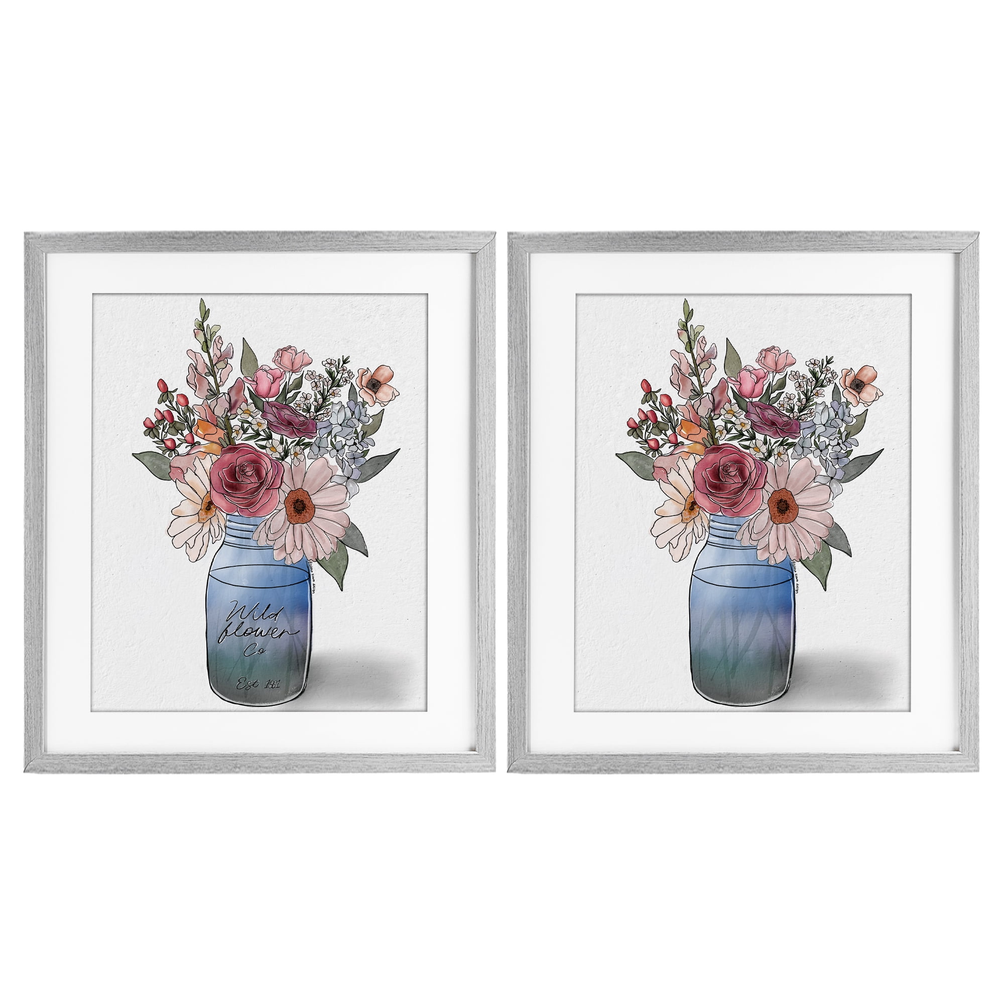 Stupell Industries Farmer's Market Vases 2 Piece Gray Framed Print Under Glass Set, design by Alisha Kiara Design