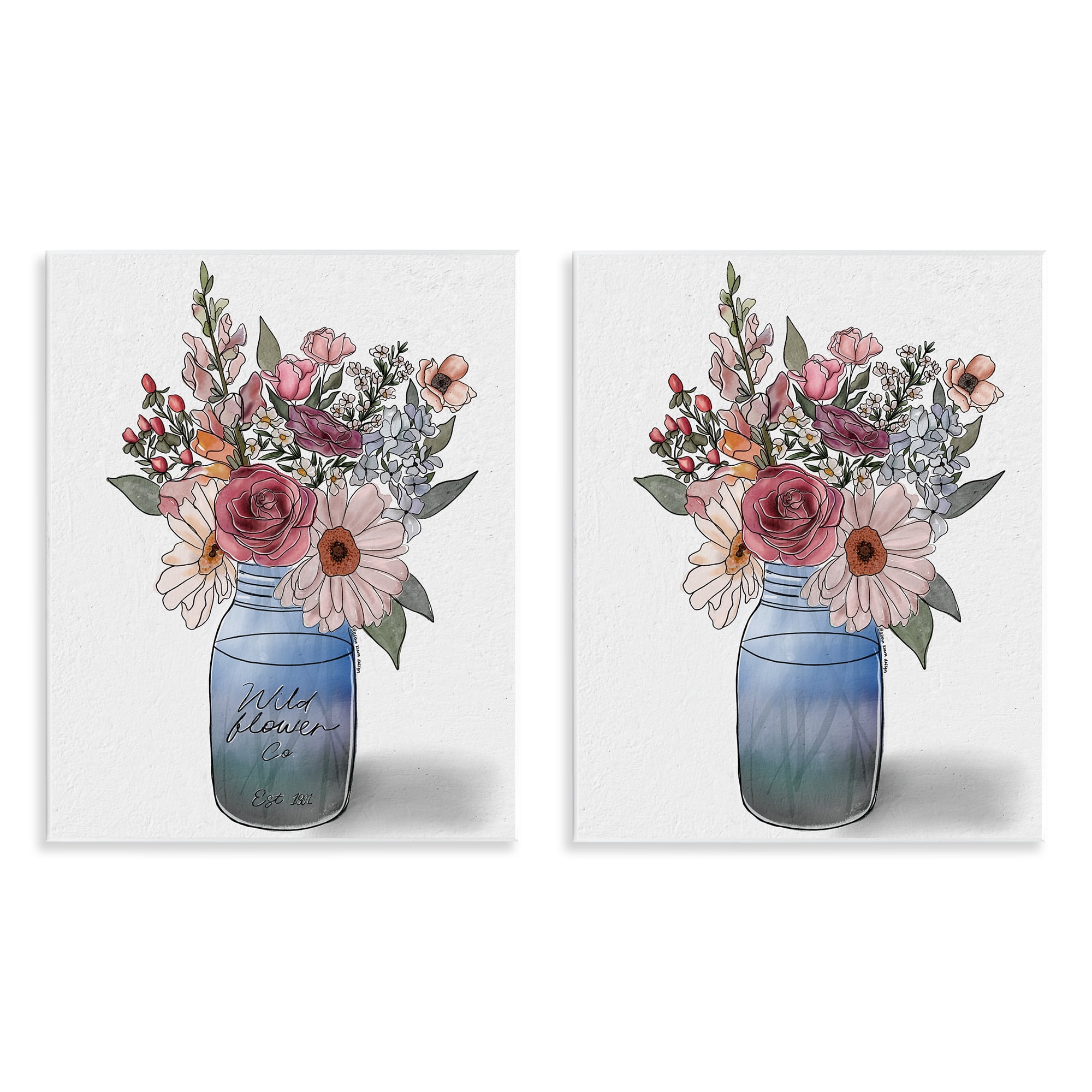 Stupell Industries Farmer's Market Vases 2 Piece Wall Plaque Art Set, design by Alisha Kiara Design