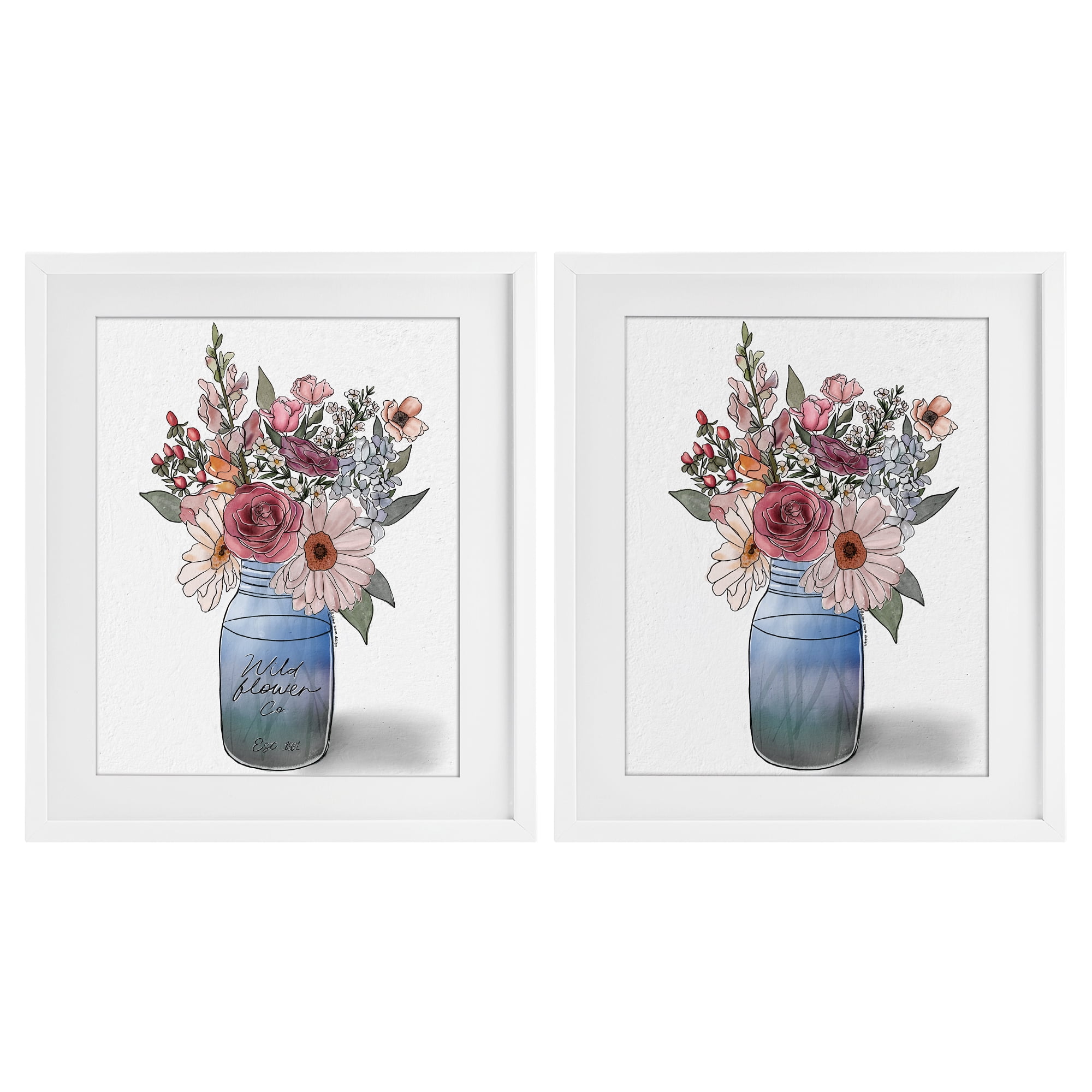 Stupell Industries Farmer's Market Vases 2 Piece White Framed Print Under Glass Set, design by Alisha Kiara Design
