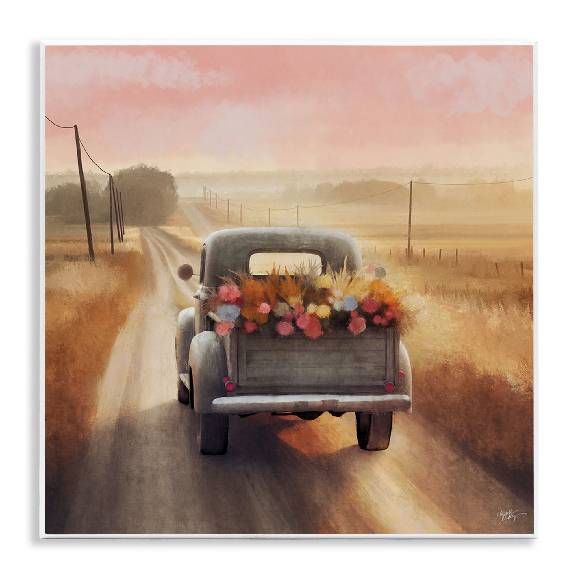 Stupell Industries Farmer's Road Harvest Truck Transportation Painting Unframed Art Print Wall Art, 12 x 12