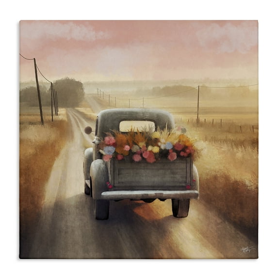 Stupell Industries Farmer's Road Harvest Truck Transportation Painting Wrapped Canvas Art Print Wall Art, 36 x 36