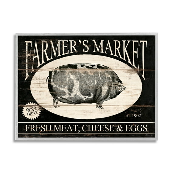 Stupell Industries Farmer's market Est. 1902 Vintage Sign Farm Pig, 20 x 16, Design by Stephanie Workman Marrott