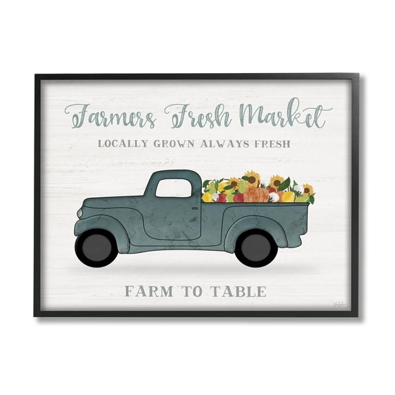 Stupell Industries Farmers Fresh Market Truck Graphic Art Black Framed Art Print Wall Art, Design by Natalie Carpentieri