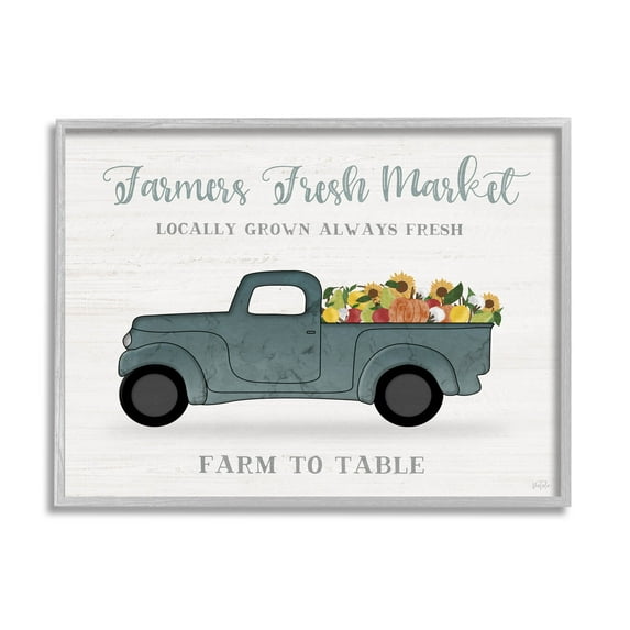 Stupell Industries Farmers Fresh Market Truck Graphic Art Gray Framed Art Print Wall Art, Design by Natalie Carpentieri