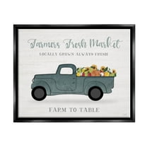 Stupell Industries Farmers Fresh Market Truck Graphic Art Jet Black Floating Framed Canvas Print Wall Art, Design by Natalie Carpentieri